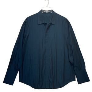 Perry Ellis Men’s 2X Blue Pinstripe Button Down Shirt 100% Cotton Classic Fit